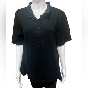 Rachel Rachel Women Black Polo Shirt Short Sleeve Size 1X